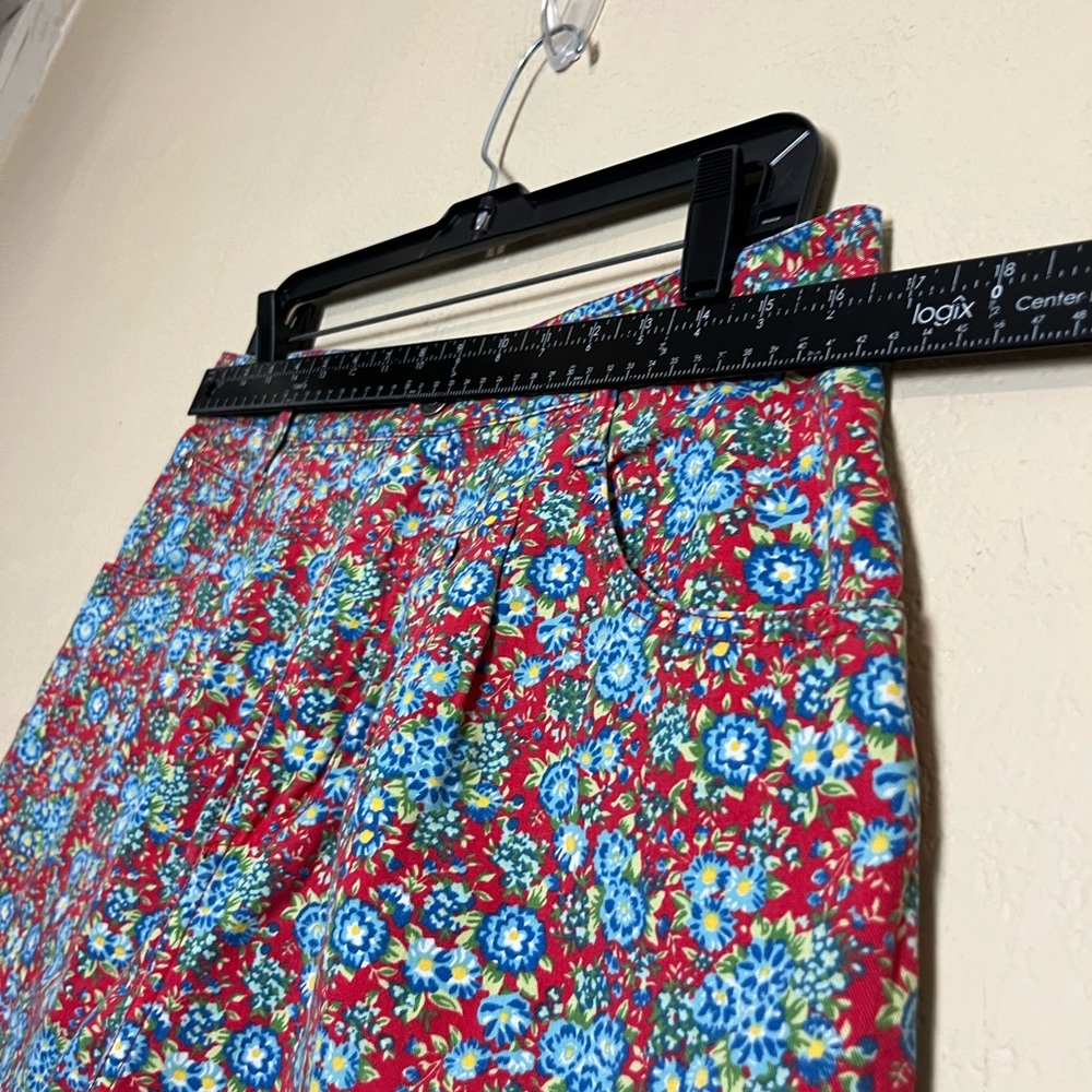 Vintage Cherokee women moms high rise front‎ pleated floral multicolor shorts 14 - Picture 7 of 16